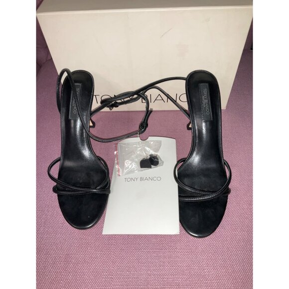 Tony Bianco Laguna Sandals in Black Leather 9 With Box Womens High Heels - Picture 5 of 13
